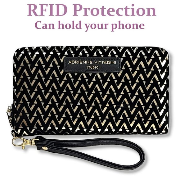 Adrienne Vittadini Handbags - NWT Adrienne Vittadini RFID Velvet Texture Wristlet Wallet Phone Case